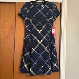 Vince Camuto Navy and White Patterned Dress